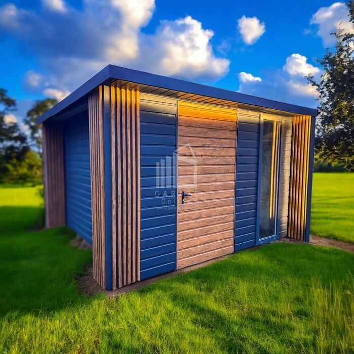 Schowe Domek Premium 3X3M + Wiata Drzwi Dekor Z Lameli  Id902
