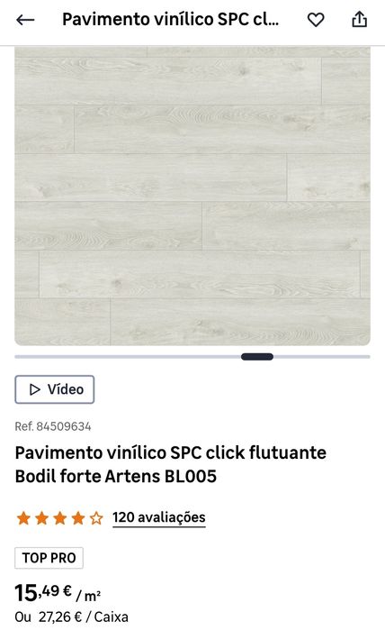 Pavimento vinílico SPC click flutuante Bodil forte Artes BL005 68m²