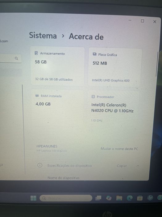 Notebook HP 14s - Intel - Windows 10 - Usado