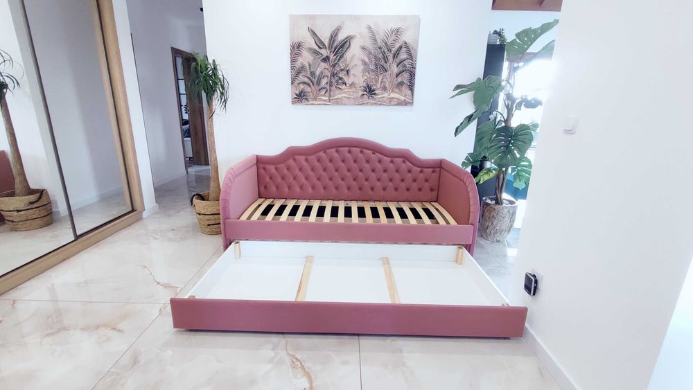 Łóżko tapicerowane dziecięce młodzieżowe z pojemnikiem, szufladą