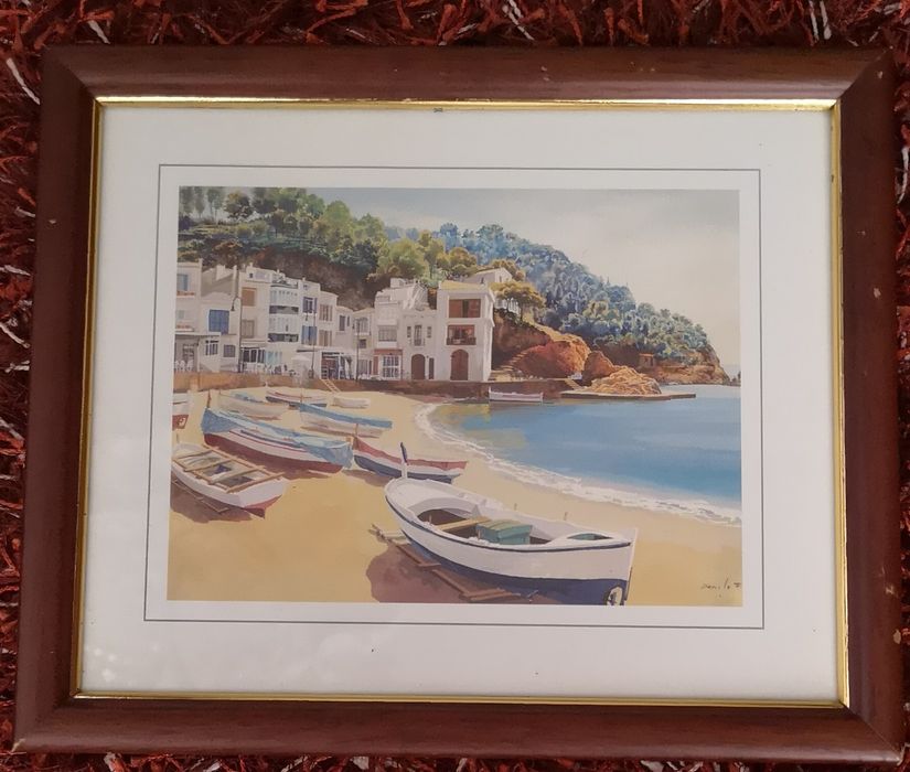 Quadro paisagem , beira mar,por do sol ,flores