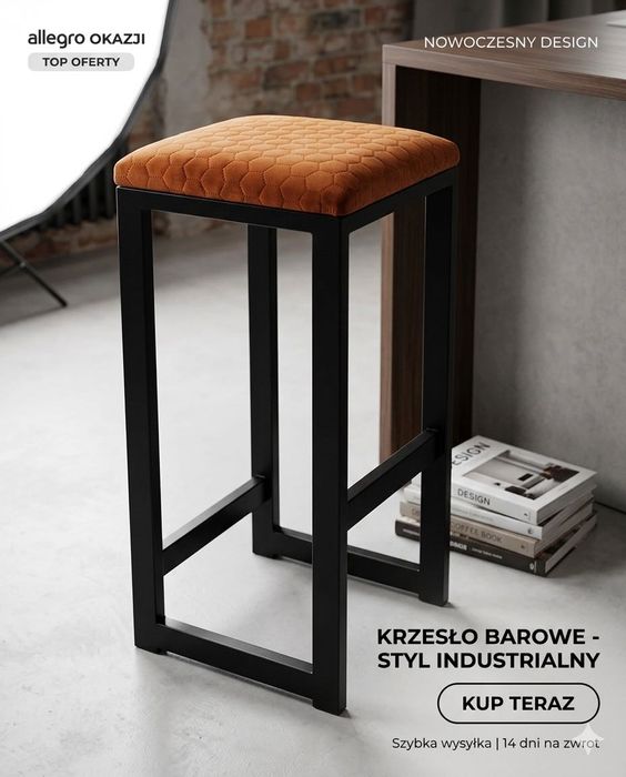 Hoker Taboret  Metalowy Loft duży wybór