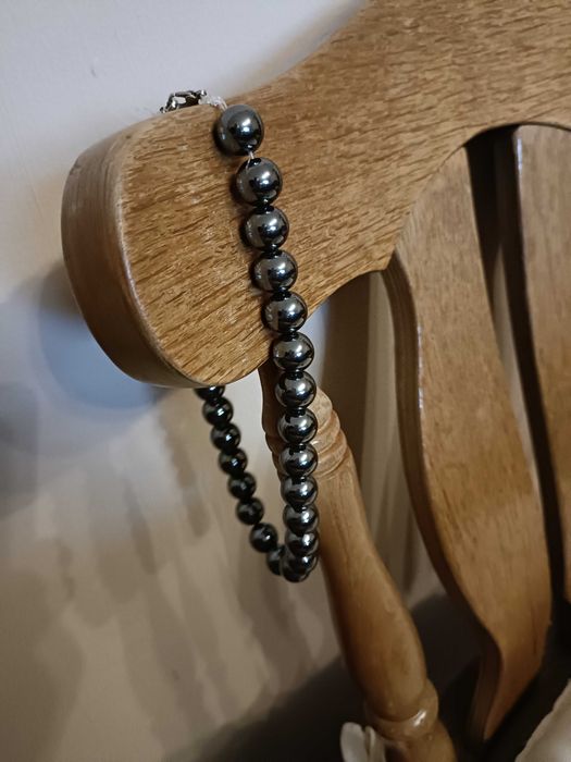 Naszyjnik/kolia hematyt duży 12mm, 43,5cm dł