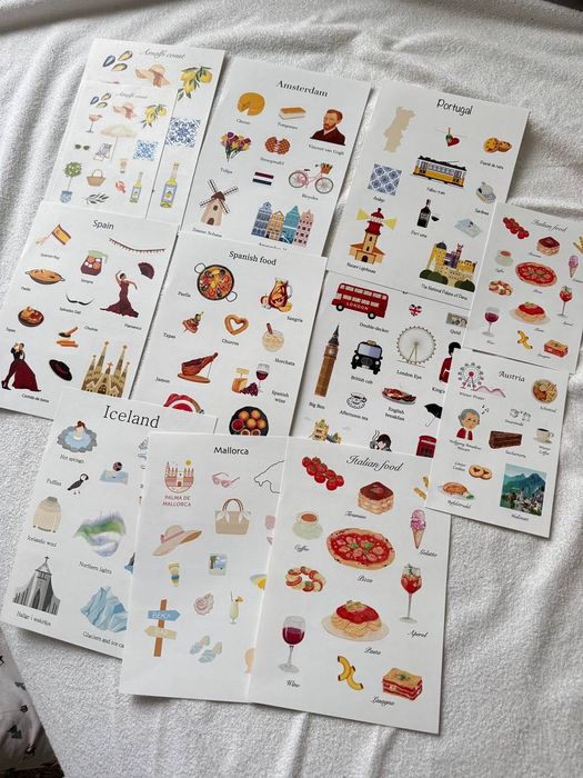 Стікери наліпки Країни, Подорожі, А6, А5 , стікерпак