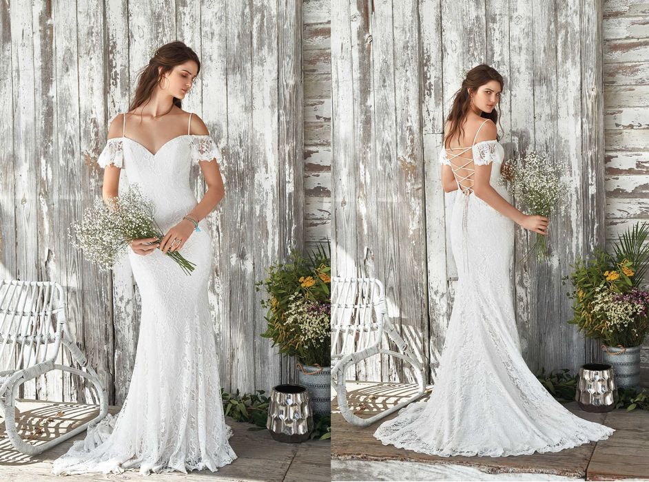 Suknia ślubna boho Lillian West koronkowa rybka odsłonięte plecy