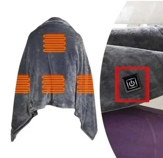 Електро ковдра, працює без електрики. Теплий плед робота від павер бан