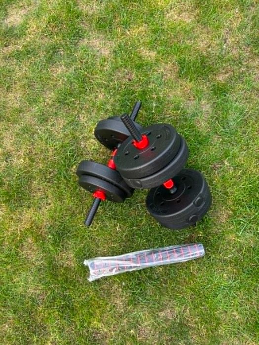 Hantle regulowane 20kg 2x10kg bitumiczne  Hantle + Sztanga Gryfy NOWE