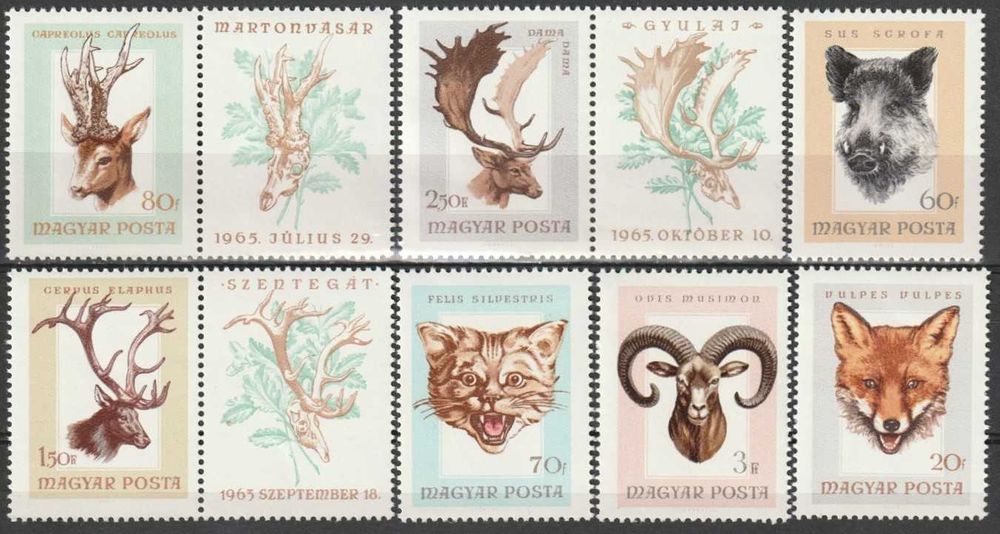 znaczki WĘGRY - 1965 - ŁOWIECTWO  - czyste **