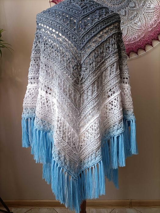 Chusta Ombre, ręcznie robiona na szydełku, szydełko, Handmade