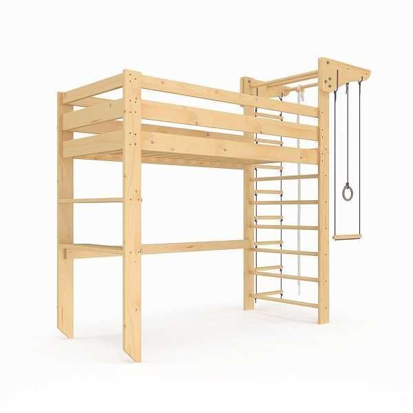 Спортивне Дитяче дерев’яне ліжко-горище 80×190 см шведська стінка