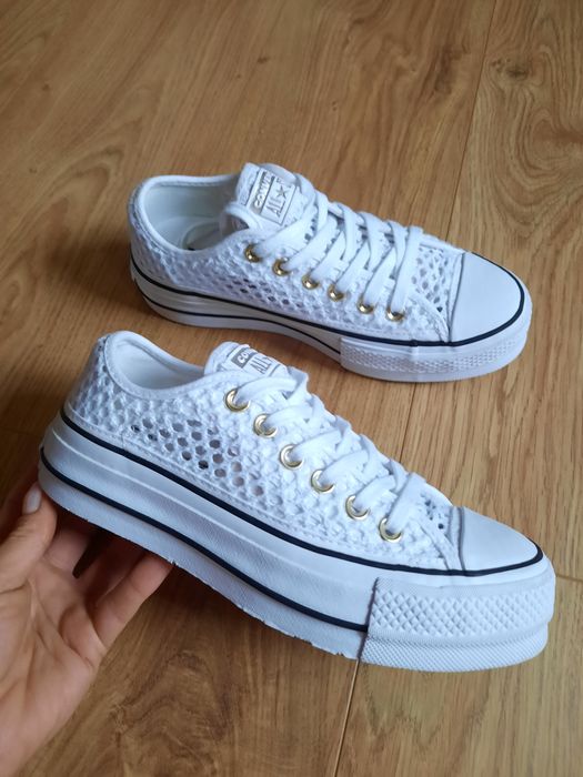 Летние кеды Converse Chuck Taylor All Star на платформе с перфорацией на толстой подошве черевики  23.2см р.36