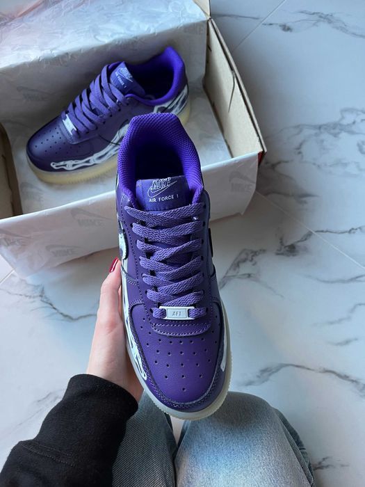 Мужские кроссовки Nike Air Force 1 Low Skeleton Purple. Размеры 40-45
