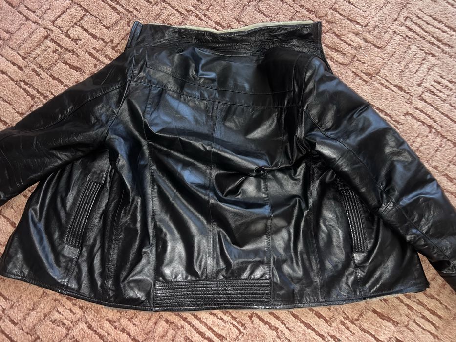 Чоловіча шкіряна куртка з утепленням (овчина), XS