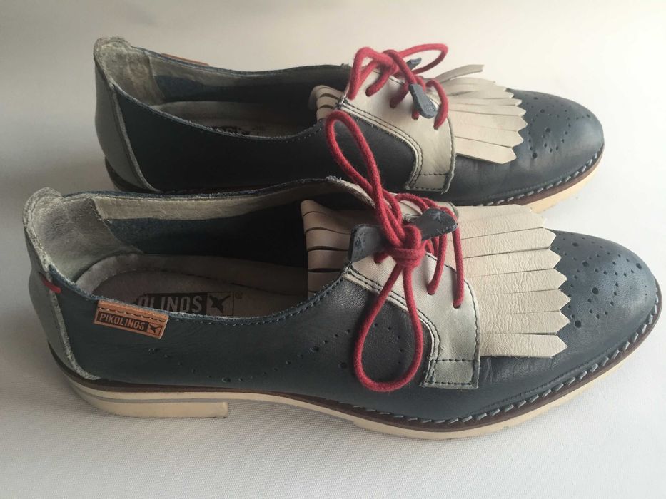 Sapatos Pikolinos 37 em pele – Azul/Branco – Conforto Premium