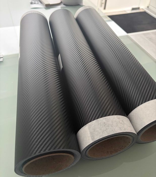 Vinil Autocolante Fibra de Carbono 3D Matte Preto Air Release 50x100cm