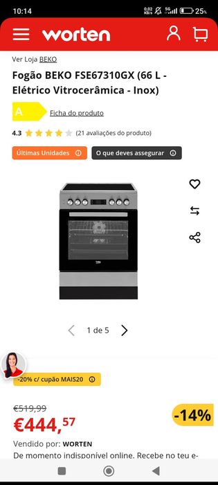 FOGAO BEKO Elétrico Vitrocerâmica