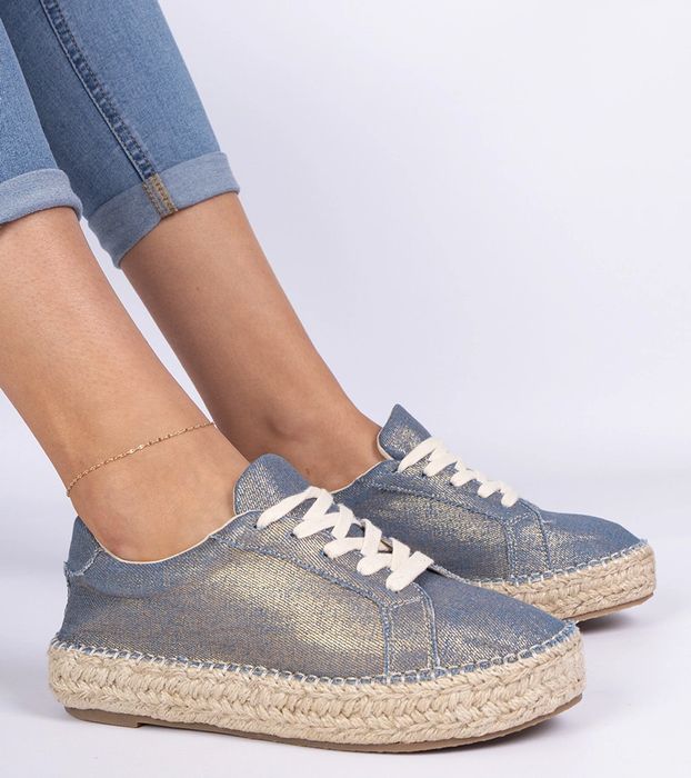 Niebieskie błyszczące espadryle Werkato