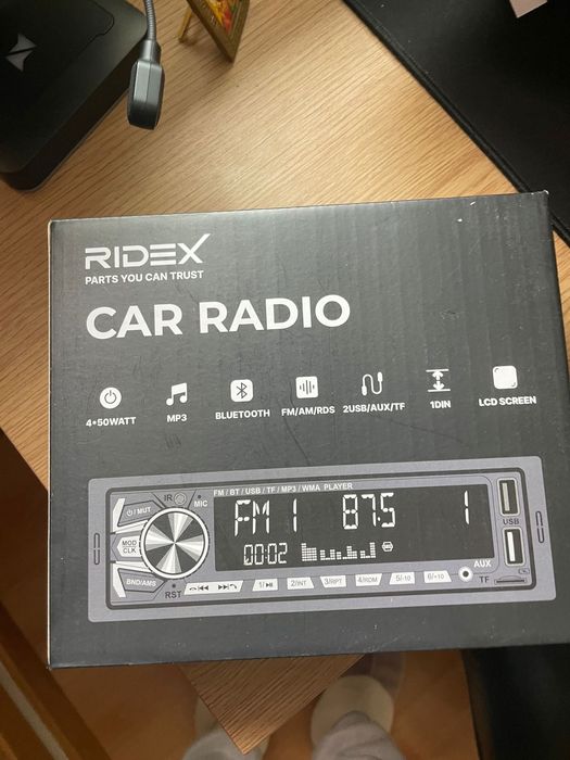 Auto Rádio 1 DIN Bluetooth RIDEX NOVO (USB/AUX/MP3)