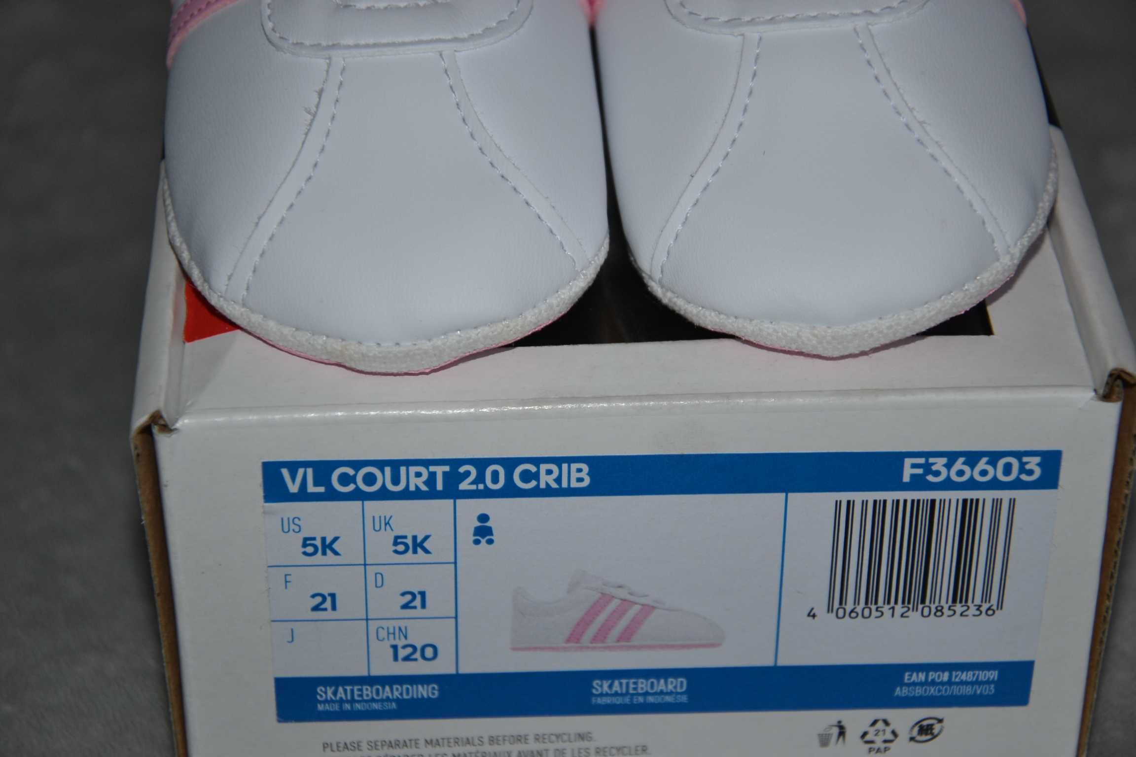Nowe Buciki Adidas VL COURT 2.0 Crib Eu 21 100 Oryginalne F36603