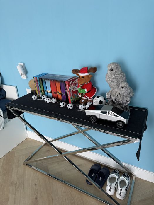 Stolik srebrny szklany