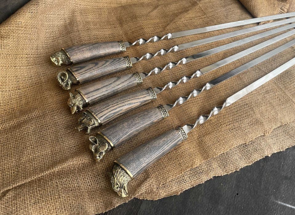 VIP шампура . Шампуры.  Ювелирное литьё, ручная работа. Ручки ясень