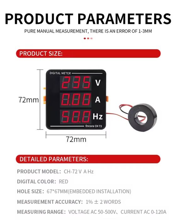 Encore CH-72 цифровий вимірювач V/A/Hz, напруга, струм, частота .тран