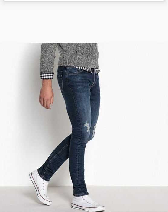 Jeans Slim Fit (efeito rasgado) - Novas