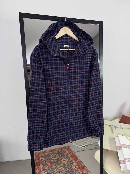 Синяя рубашка овершот Kiton рубашка в клетку Китон сорочка куртка рубашка с капюшоном p049