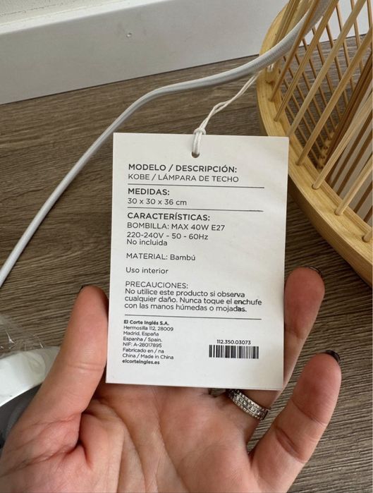 Candeeiro de tecto de bambu pequeno Kobe