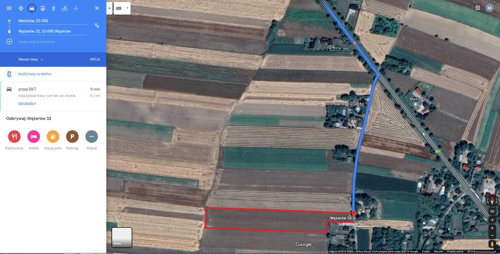 SPRZEDAM działkę budowlaną 20 ar + 1.5 h pole orne Wężerów