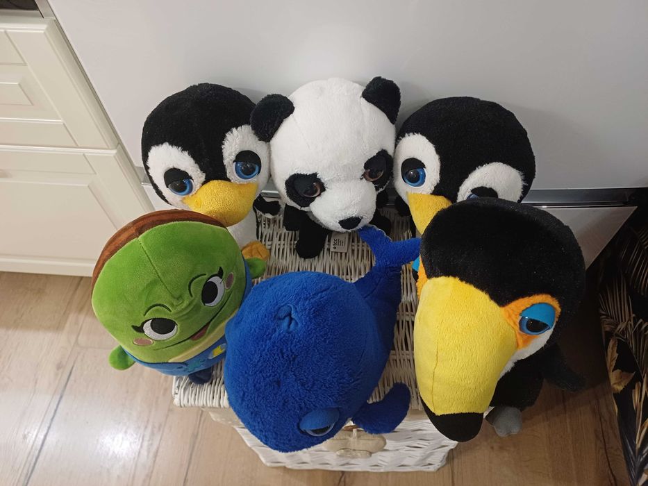 Zestaw maskotek Big Headz wieloryb tukan pingwin panda +Lewiatanek