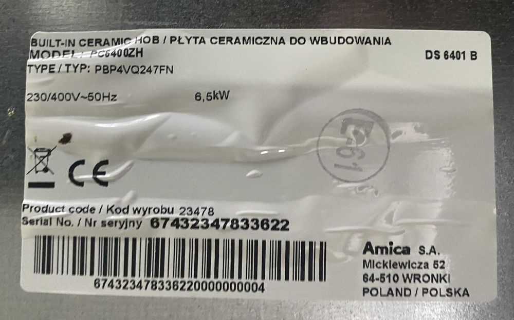 Płyta ceramiczna grzewcza Amica