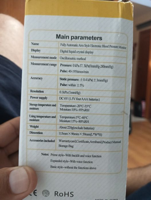 medidor de tensão arterial eletrónico de braço