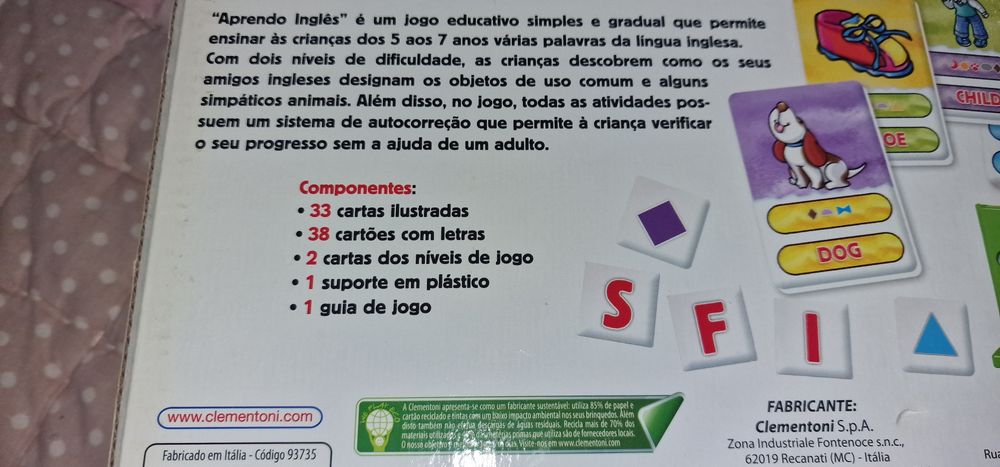Jogo didactico aprender inglês da Clementonini