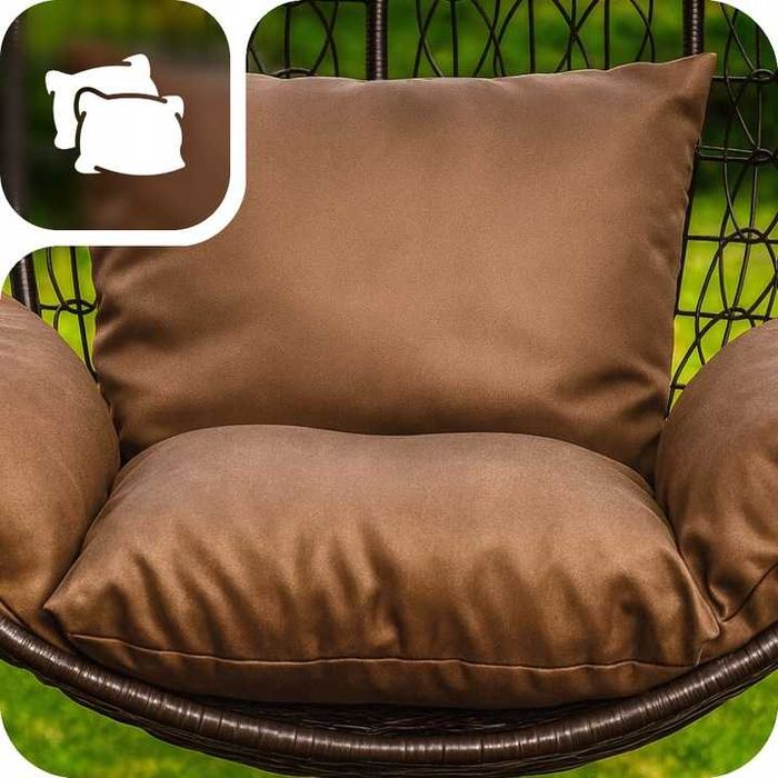 Fotel wiszący kokon ogrodowy kosz bujany huśtawka ze stelażem brązowy