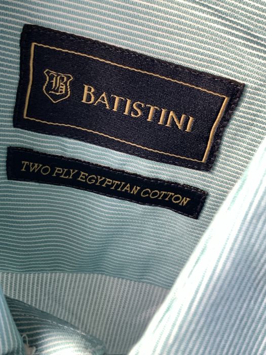 Koszula męska bawełna Batistini 39/40 paski jakość morska turkus