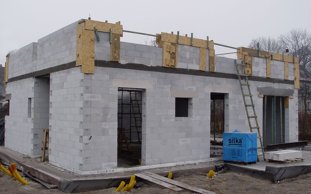 Budowa domów  z dachem -elewacja-kostka