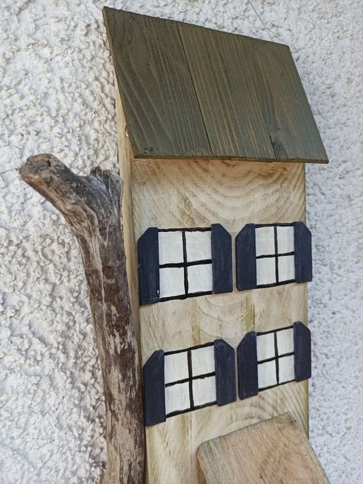 drewniany domek handmade drewno dekoracja
