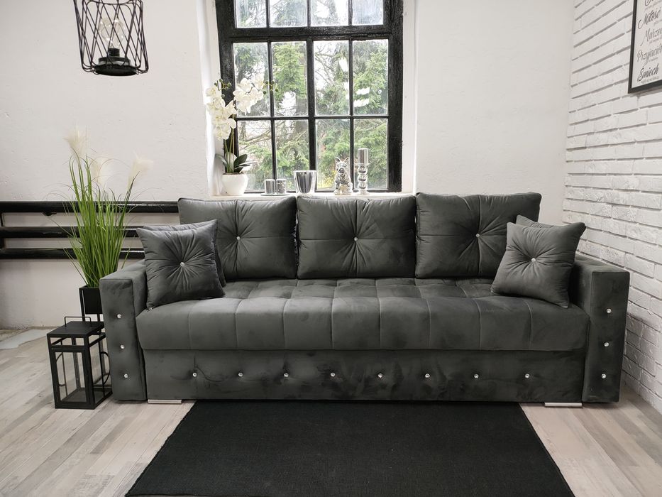 Kanapa sofa Samara styl glamour guziki pikowania rozkladana