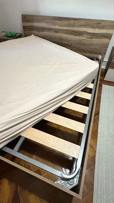 Conjunto Cama de Casal (150x190) + Somier + 2 Mesas de Cabeceira - Conforama