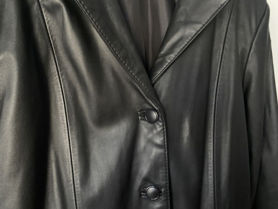 Płaszcz długi skórzany, szyty na miarę  naturalna skóra.
