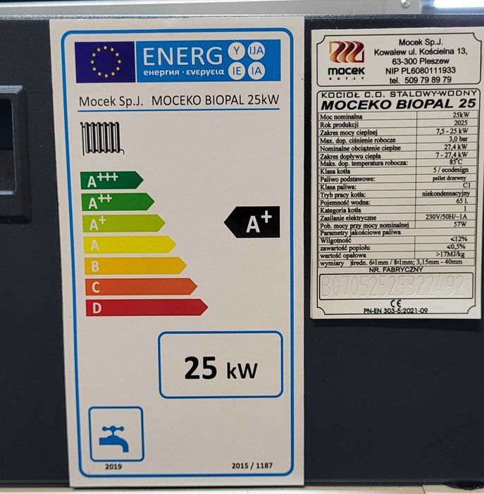Kocioł na pellet, Drewno Moceko BIOPAL 25kW, piec dotacje OD RĘKI ZUM