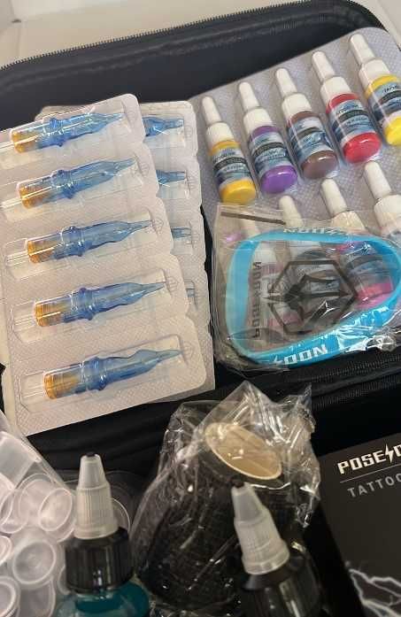 Kit de Tatuagem POSEIDON Wireless Pen Flash – Estojo Completo – Tintas + Cartuchos