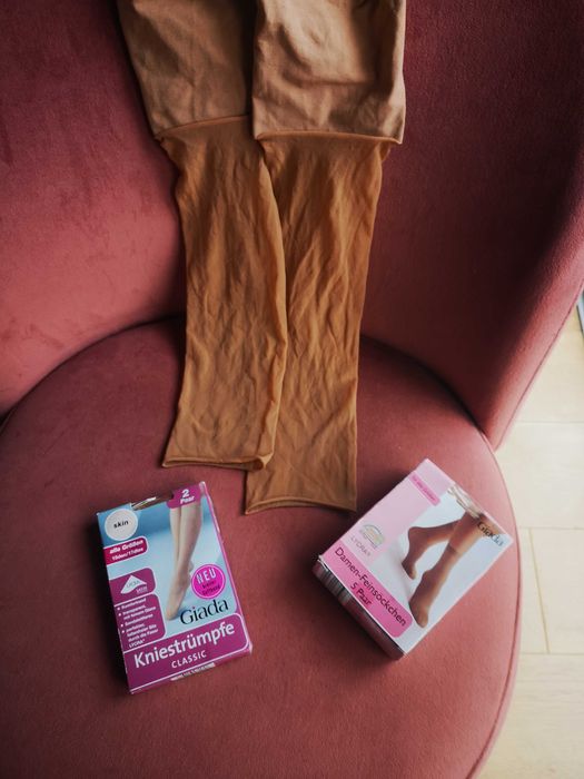 Zestaw rajstopy do rybaczek oraz 7x podkolanówki nowe r. uniwersalny