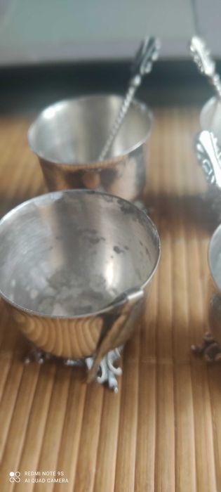 RESOVIA posrebrzana solniczka +łyżeczka  4 sztuki