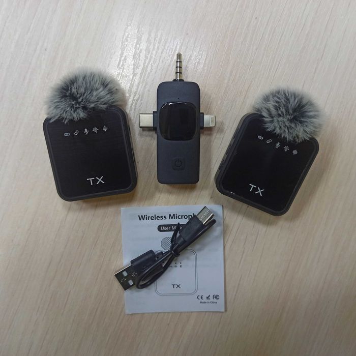 Микрофон-петличка F11-2 с подключением 3,5 мм, Type-C, Lightning