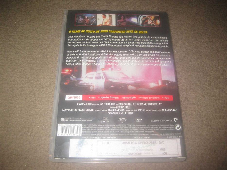 DVD "Assalto á 13ª Esquadra" de John Carpenter/Raríssimo!