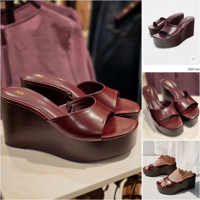 Босоніжки/шльопанці на танкетці zara.