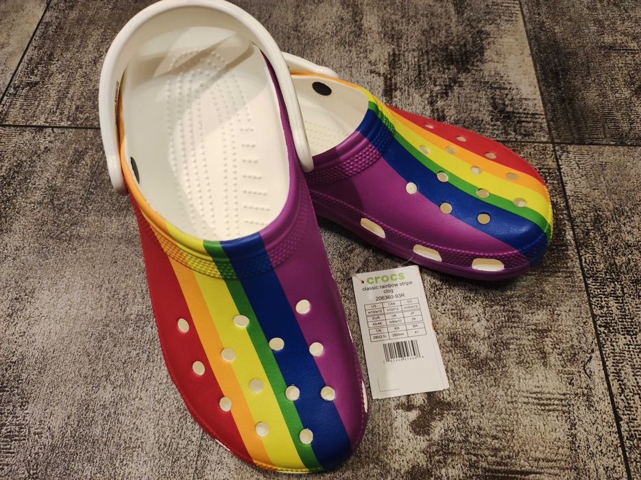 Crocs Rainbow klapki chodaki kolorowe tęcza 43-44/M10/W12/28cm