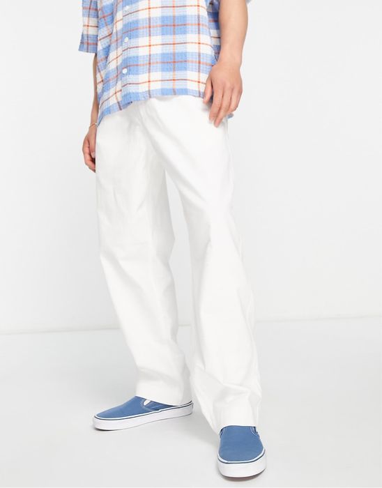 HUF (S) Skate Straight Leg Pants in White чоловічі брюки білі скейт